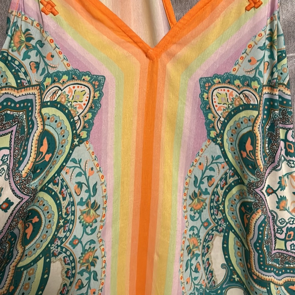 FARM Rio Orange & Teal Paisley Silk Tank Top - Picture 5 of 9
